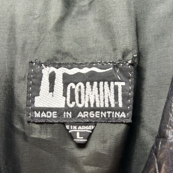 Vintage Comint Black Leather Jacket w/shoulder pads Women's Large Argentina - Picture 4 of 12